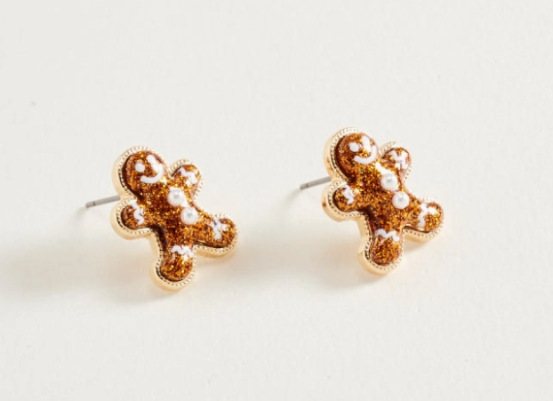 Glitter Gingerbread Man Earrings