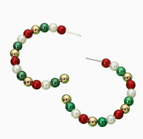 Christmas Beaded Hoops