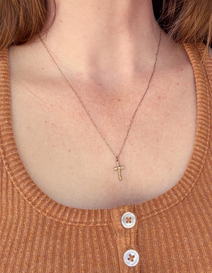 Textured Cross Necklace