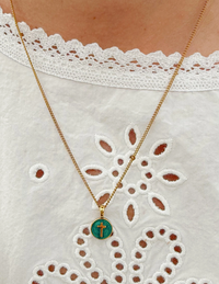 Emerald Agape Cross Pendant Necklace