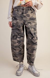 Camo Print Barrel Pants