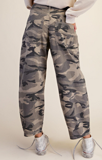 Camo Print Barrel Pants