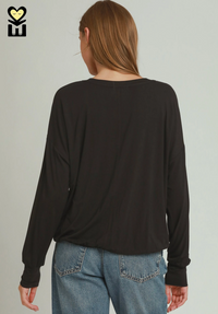 Bamboo Bubble Hem LS Top- 2 Colors!