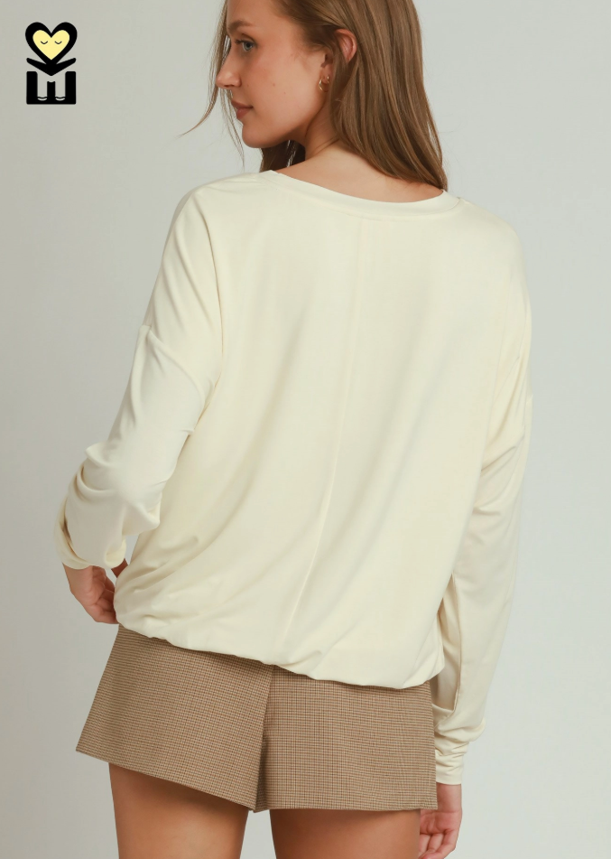 Bamboo Bubble Hem LS Top- 2 Colors!