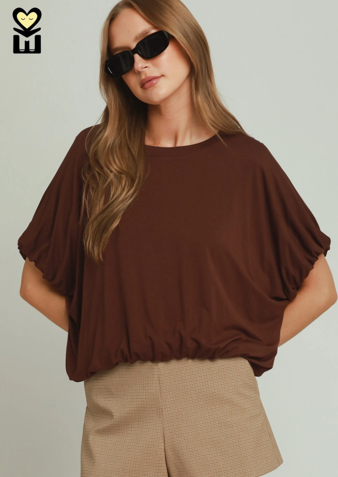Bamboo Bubble Sleeve Hem Knit Top - 4 Colors!