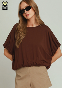 Bamboo Bubble Sleeve Hem Knit Top - 4 Colors!
