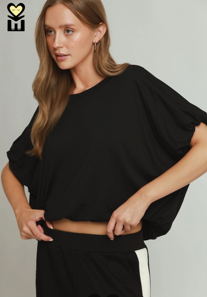 Bamboo Bubble Sleeve Hem Knit Top - 4 Colors!
