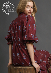 Floral Maxi Dress in Burgundy Mix