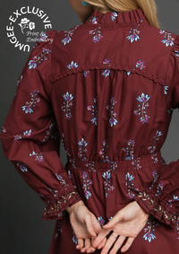 Floral Maxi Dress in Burgundy Mix