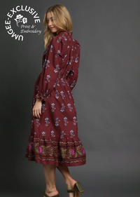 Floral Maxi Dress in Burgundy Mix