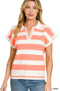 Collared Stripe Sweater - 2 Colors
