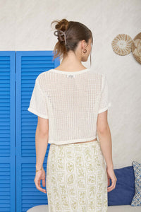 6 Button Sweater in Cream