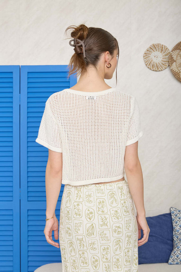 6 Button Sweater in Cream