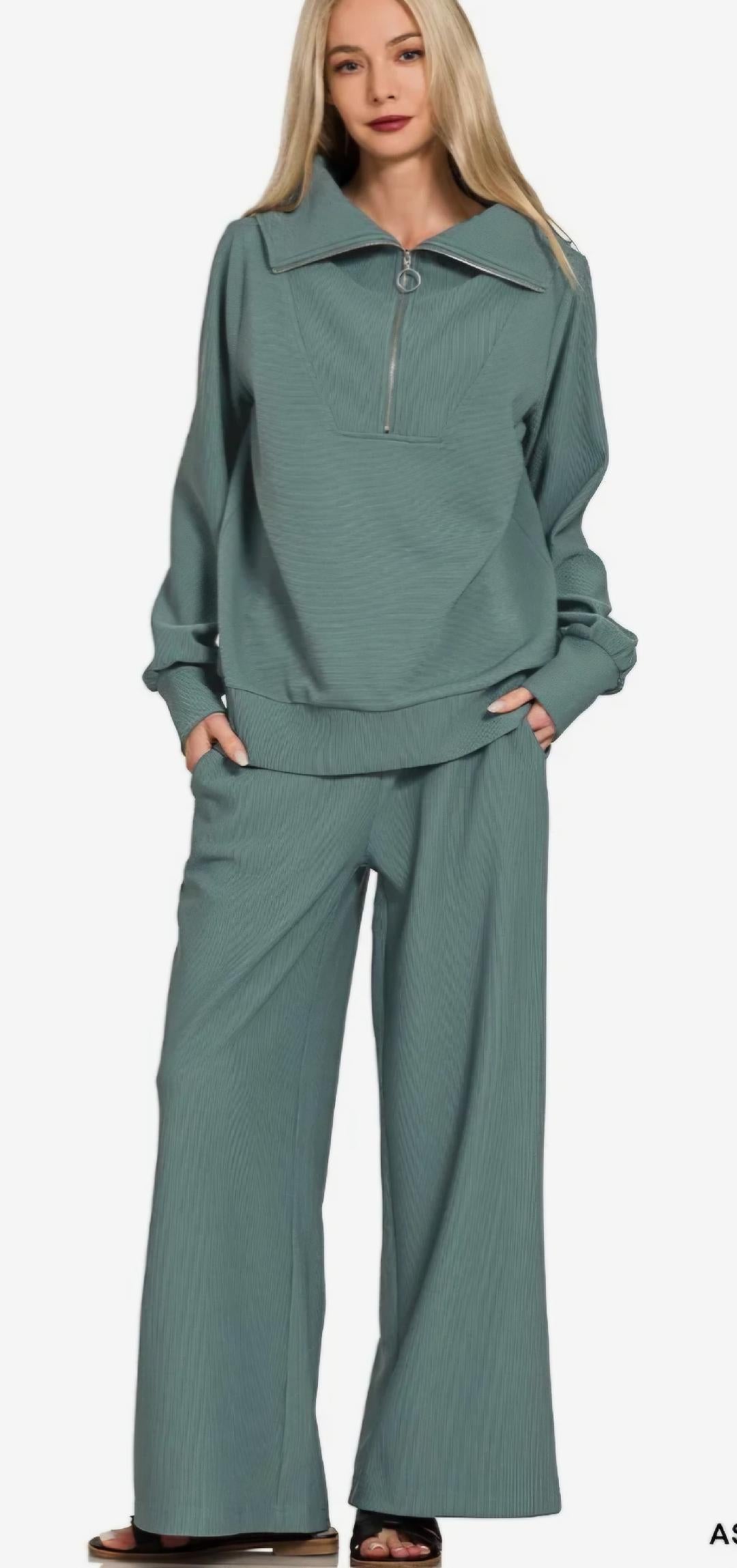 Ribbed Half Zip Set- 3 Colors!
