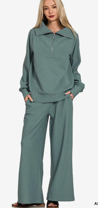 Ribbed Half Zip Set- 3 Colors!