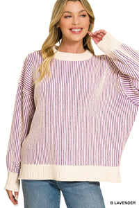 Two Tone Crewneck Sweater- 5 Colors!