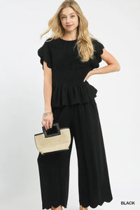 Linen Blend Two Piece Set in Black
