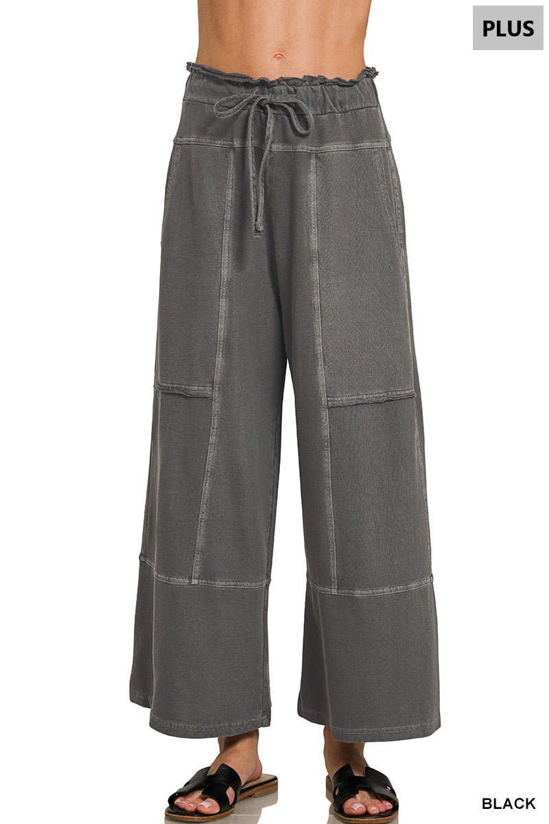French Terry Washed Exposed Seam Pant- 2 Colors!