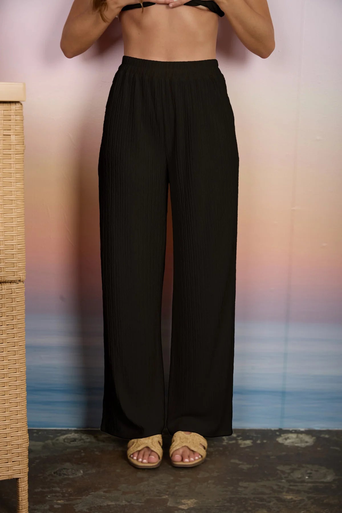 Textured Knit Elastic Waist Lounge Pants- 2 Colors!