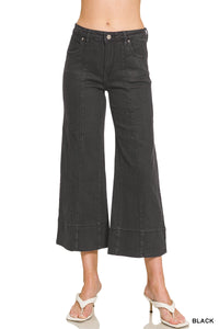 Mid Rise Wide Leg Cropped Denim Pants- 3 Colors!