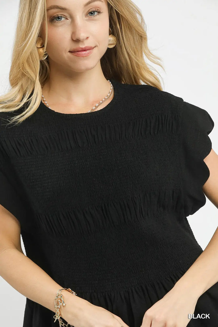 Linen Blend Two Piece Set in Black