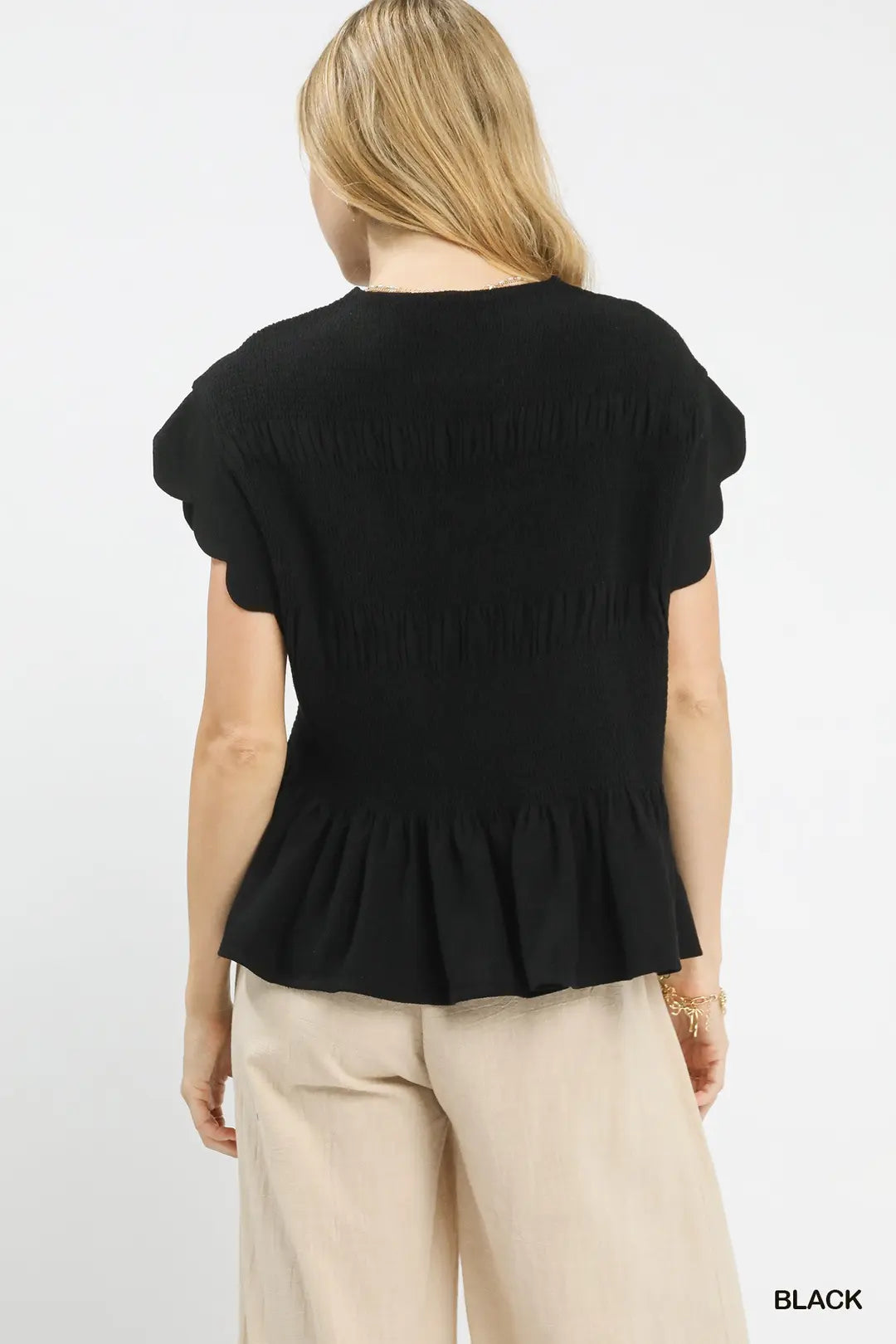 Linen Blend Two Piece Set in Black