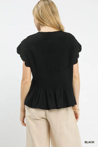 Linen Blend Two Piece Set in Black