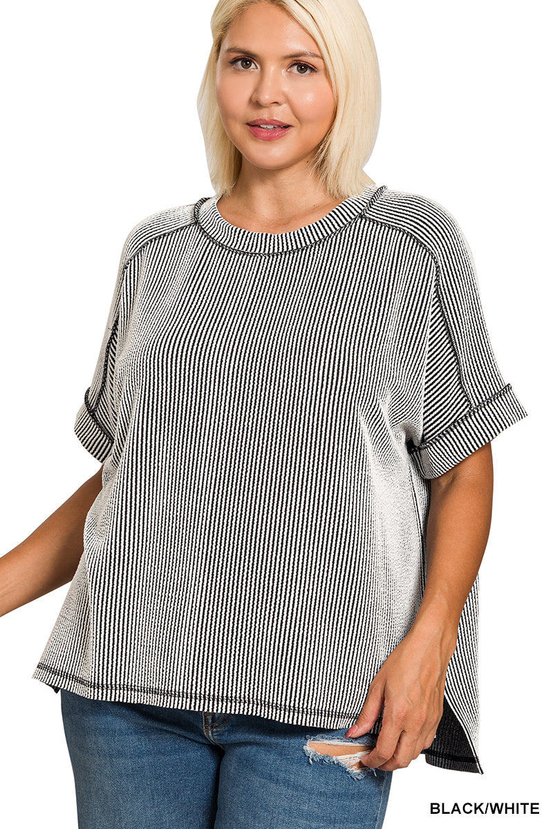 Curvy Raised Rib Cuff Top- 5 Colors!