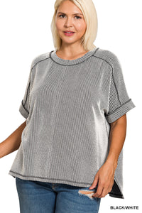 Curvy Raised Rib Cuff Top- 5 Colors!