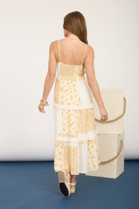 Checkered Pattern Butter Yellow Dress
