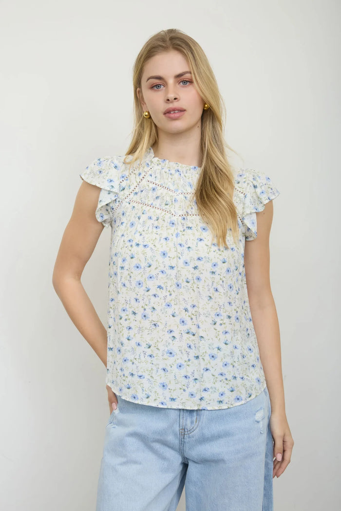 Floral Ruffle Top- 2 Colors!