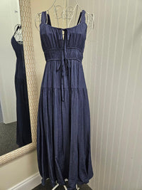 Front Tie Keyhole Dress in Navy