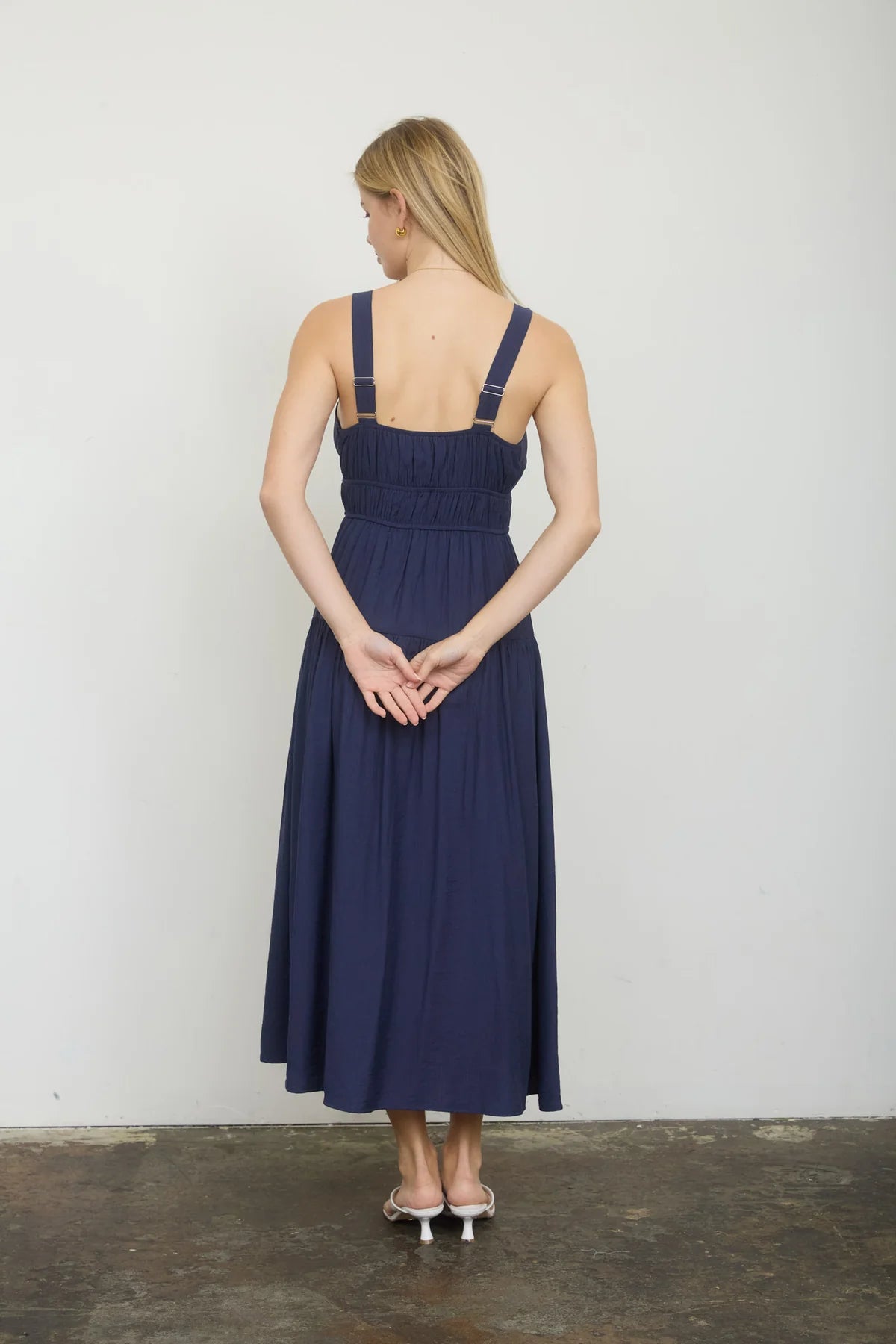 Front Tie Keyhole Dress in Navy