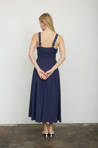 Front Tie Keyhole Dress in Navy