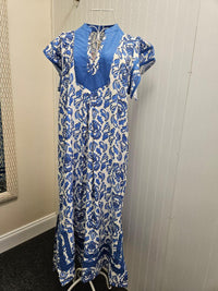 Abstract Two Tone Dress in Blue