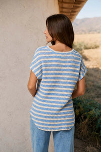 Textured Stripe Round Neck Dolman Sleeve Top- 2 Colors!