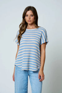 Textured Stripe Round Neck Dolman Sleeve Top- 2 Colors!