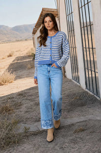 Textured Stripe Crochet Knit Button Cardi- 2 Colors!