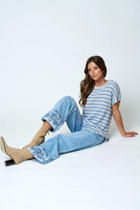 Textured Stripe Round Neck Dolman Sleeve Top- 2 Colors!