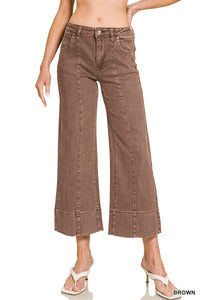 Mid Rise Wide Leg Cropped Denim Pants- 3 Colors!