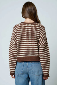 Textured Stripe Crochet Knit Button Cardi- 2 Colors!