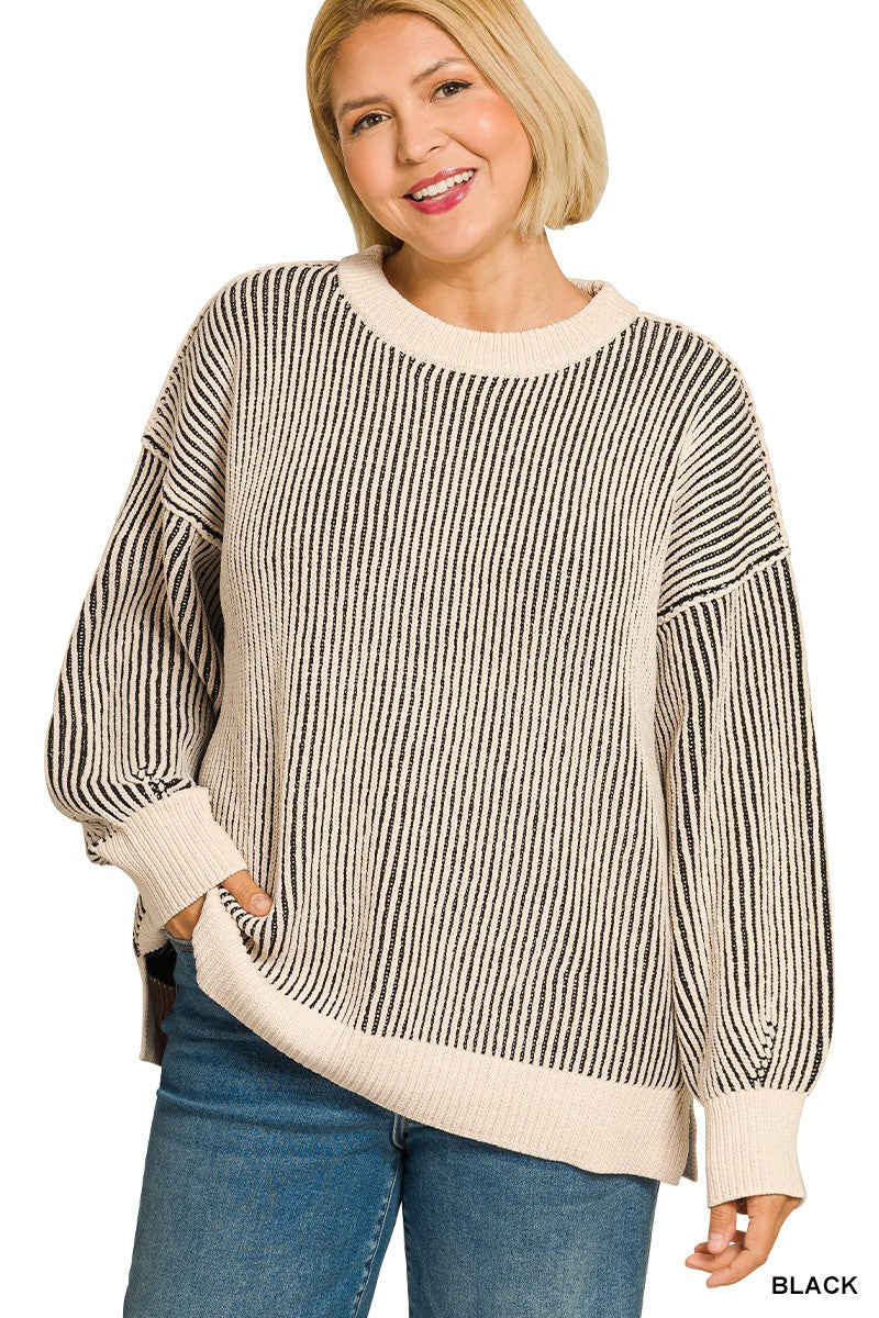 Two Tone Crewneck Sweater- 5 Colors!
