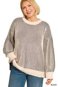Two Tone Crewneck Sweater- 5 Colors!