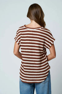 Textured Stripe Round Neck Dolman Sleeve Top- 2 Colors!