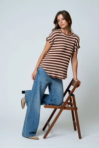 Textured Stripe Round Neck Dolman Sleeve Top- 2 Colors!