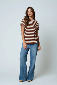 Textured Stripe Round Neck Dolman Sleeve Top- 2 Colors!