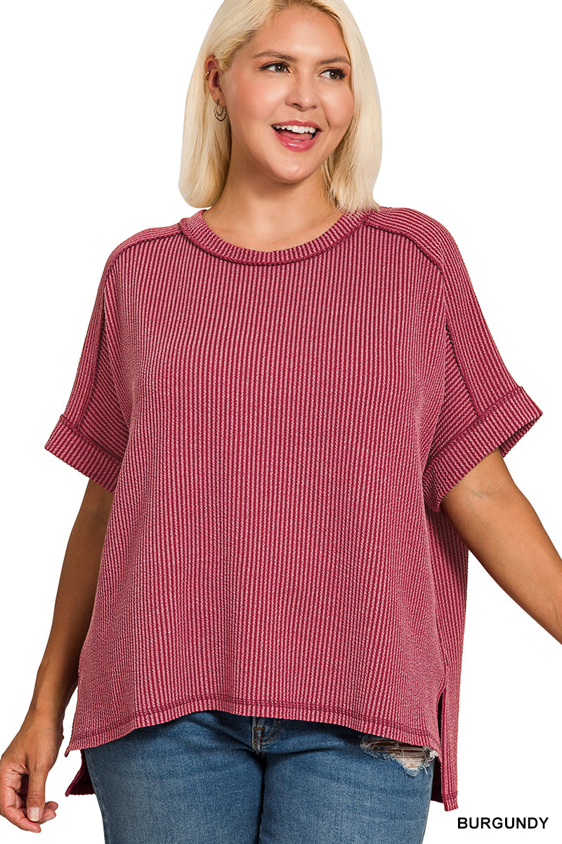Curvy Raised Rib Cuff Top- 5 Colors!