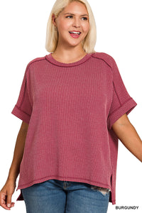Curvy Raised Rib Cuff Top- 5 Colors!