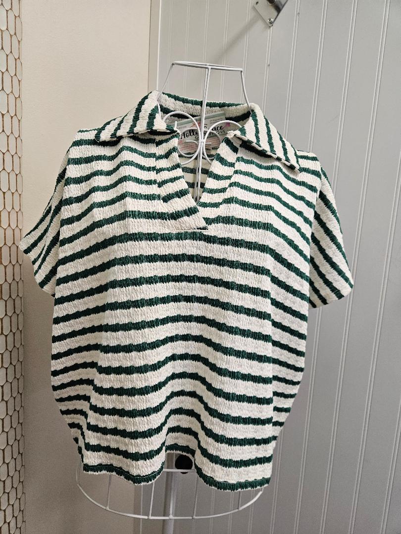Striped Split Neck Top in 2 Colors!