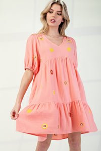SS Embroidery Dress in Candlelight Peach